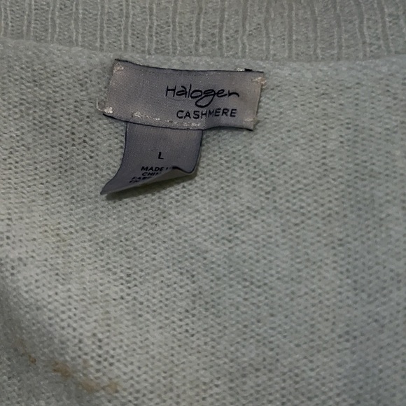 Halogen‎ Cashmere V neck long light sweater mint green Sz L - Picture 5 of 9